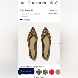Rothy’s The Point II Metallic Cat size 7.5